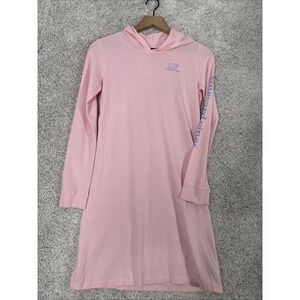 Vineyard Vines Hoodie Beach Cover Up Dress LS Girls Large‎ Whale Pink Blue